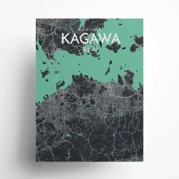 Kagawa city map poster in Dream of size 18" x 24"