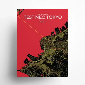 Test Neo Tokyo city map poster in Contrast of size 18" x 24"