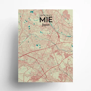 MIE city map poster in Tricolor of size 18" x 24"